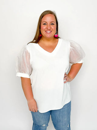 White Organza Sleeved Top - SLS Wares