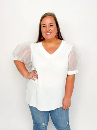 White Organza Sleeved Top - SLS Wares