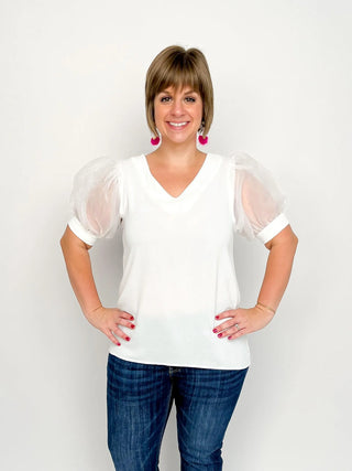 White Organza Sleeved Top - SLS Wares