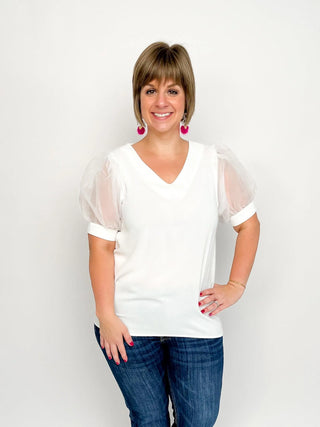 White Organza Sleeved Top - SLS Wares