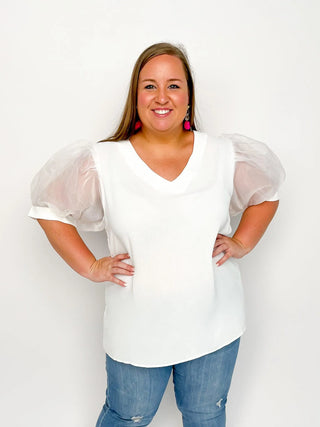 White Organza Sleeved Top - SLS Wares