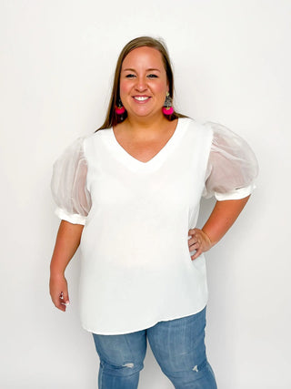 White Organza Sleeved Top - SLS Wares