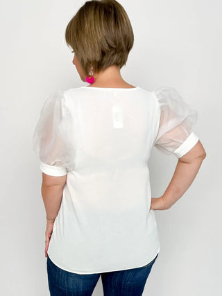 White Organza Sleeved Top - SLS Wares