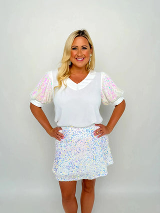 White Sequin Skirt - SLS Wares