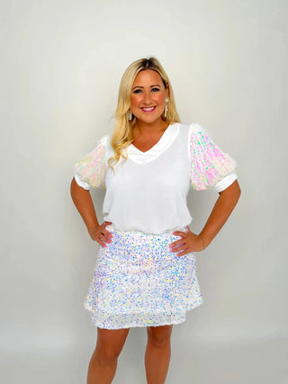 White Sequin Skirt - SLS Wares