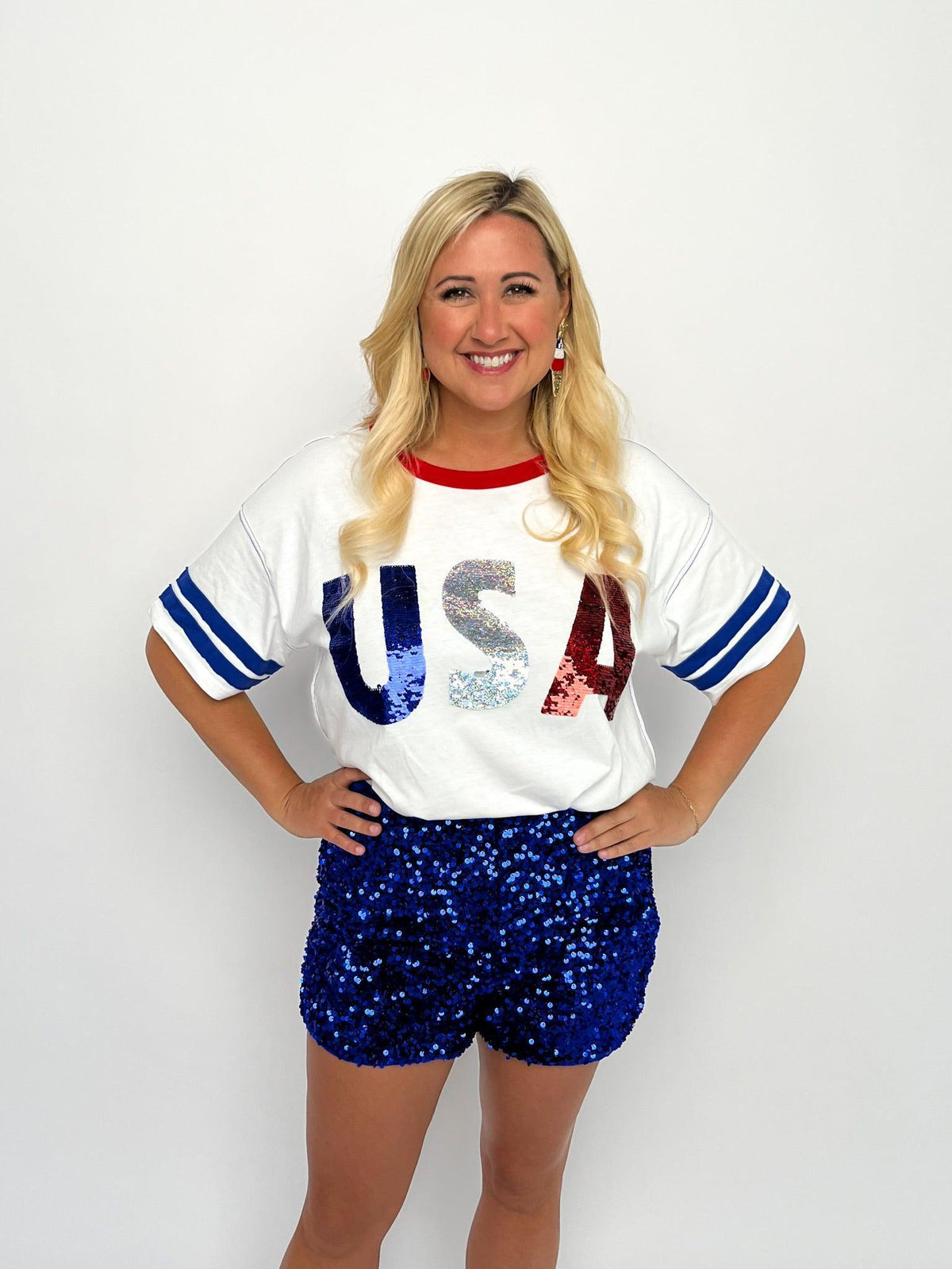 White Sequined USA Top - SLS Wares