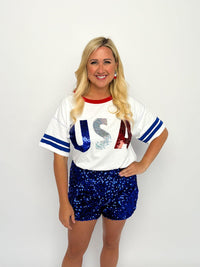 White Sequined USA Top - SLS Wares