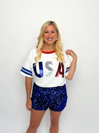 White Sequined USA Top - SLS Wares