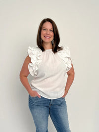 White Sleeveless Ruffle Top - SLS Wares