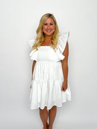 White Square Neck Dress - SLS Wares