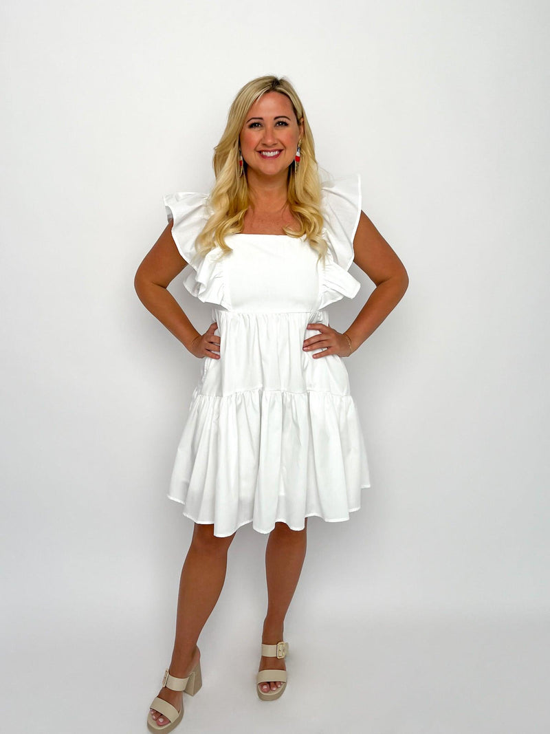 White Square Neck Dress - SLS Wares