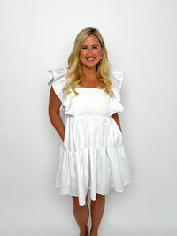 White Square Neck Dress - SLS Wares