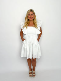 White Square Neck Dress - SLS Wares