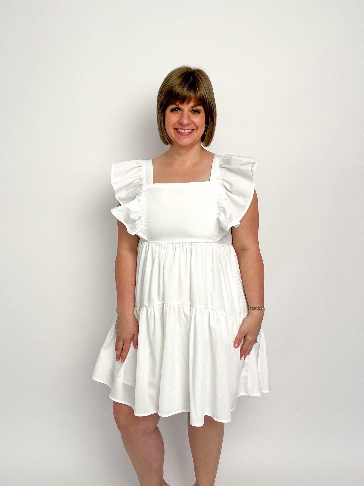 White Square Neck Dress - SLS Wares