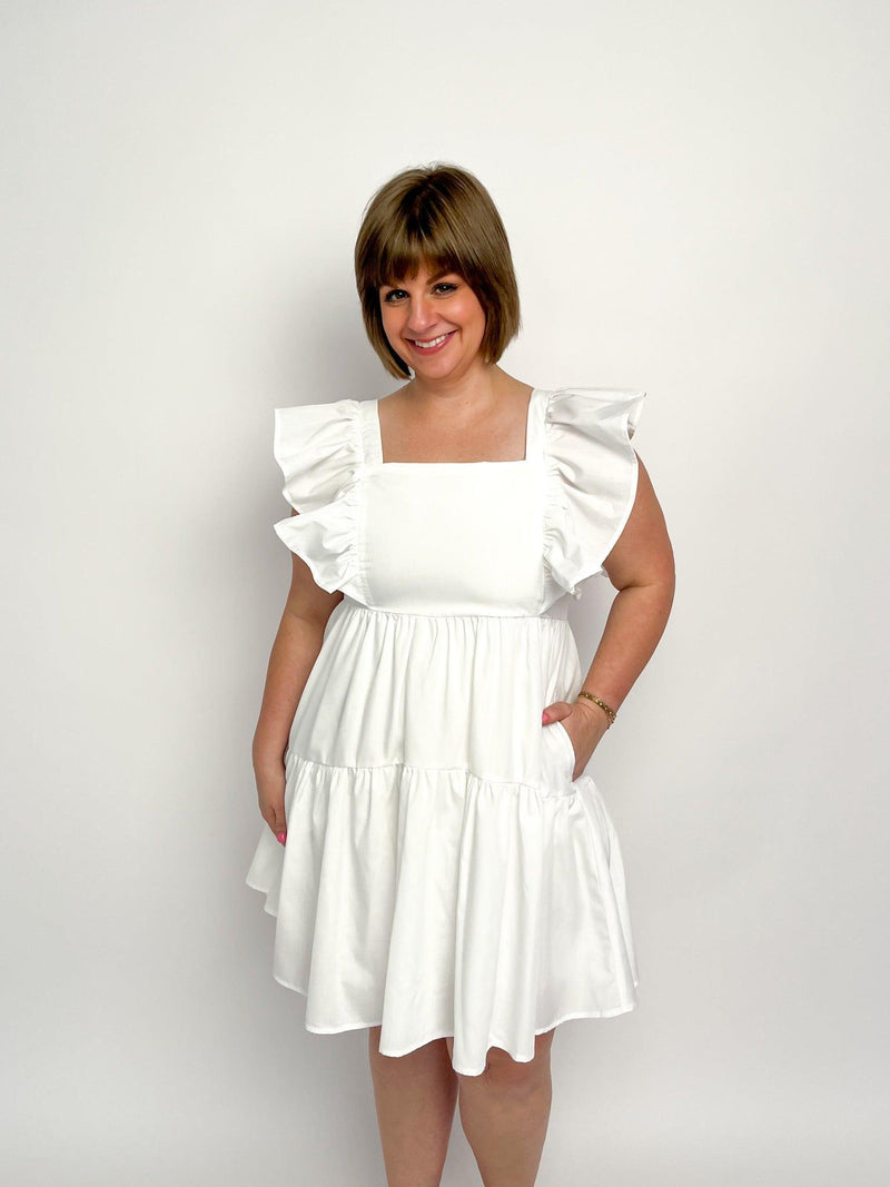 White Square Neck Dress - SLS Wares