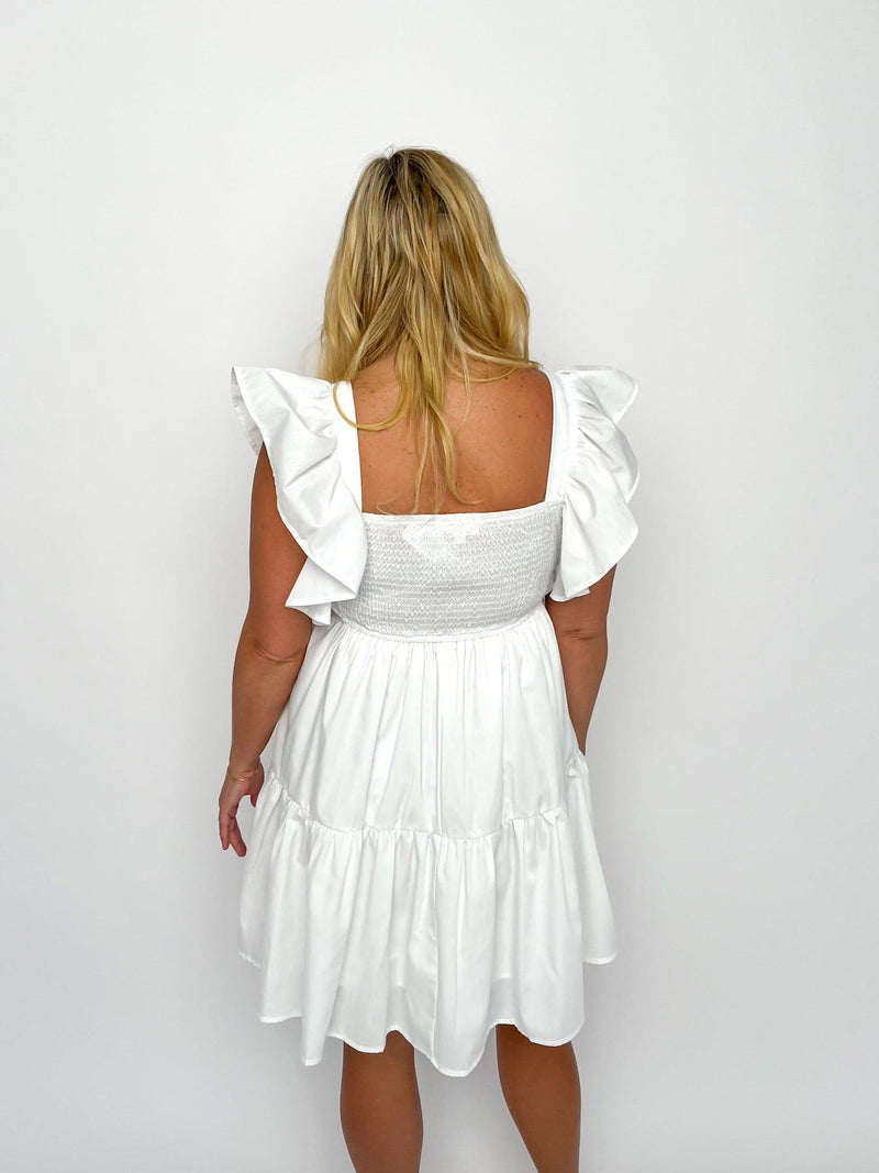 White Square Neck Dress - SLS Wares